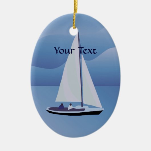 セーリングセイボートオーバルオーナメント セラミックオーナメント (正面)