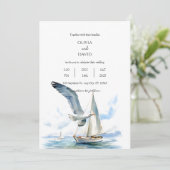 セーリングセーリングボートのクルーズとシーガル結婚海 招待状 (スタンド正面)