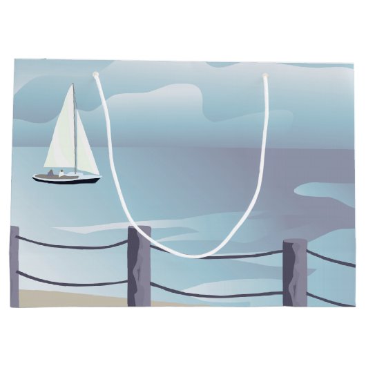 セーリングセーリングボートアクア海Lg抱き枕 ラージペーパーバッグ (裏面)