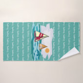 セーリングセーリングボート文字デザインタイル張りタオル バスタオル (バスタオル)