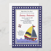 セーリングセーリングボート航海のボートベビーシャワー5x7 招待状 (正面/裏面)