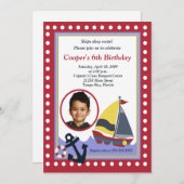 セーリングセーリングボート航海のボート写真5 x 7誕生日 招待状 (正面/裏面)