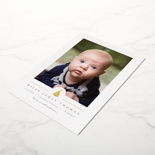 セーリングセーリング誕生発表フォイル招待状 箔招待状 (回転した状態)