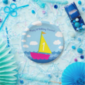 セーリングセールボートカワイイ子供の誕生日パーティー ペーパープレート (パーティー)