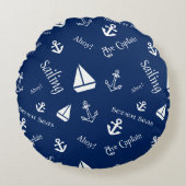 セーリングテーマ航海の装飾用クッション ラウンドクッション (正面)