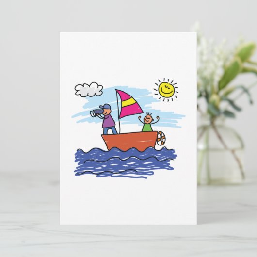 セーリングトリップイラストレーションセールボート招待状 招待状 (スタンド正面)