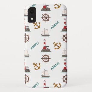 セーリングパターンの色(白) iPhone XRケース