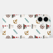 セーリングパターンの色(白) Case-Mate iPhoneケース (裏面 (横))