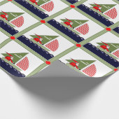 セーリングパーソナライズされたシルボートクリスマスホリデー ラッピングペーパー (角)