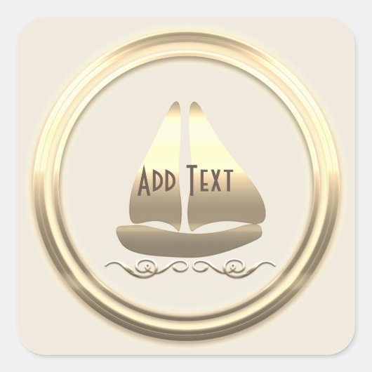 セーリングパーソナライズされたセーラーボートパーティー スクエアシール (正面)