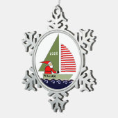 セーリングパーソナライズされたホリデーギフト スノーフレークピューターオーナメント (右)