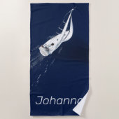 セーリングフリーダムバードズアイビュー ビーチタオル (正面)