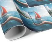 セーリングボートが電話に頭が切れる入る ラッピングペーパー (ロールコーナー)
