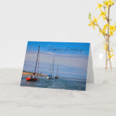 セーリングボートでいかり誕生日カード カード (黄色い花)