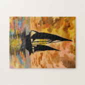 セーリングボートと海サンセット ジグソーパズル (横)