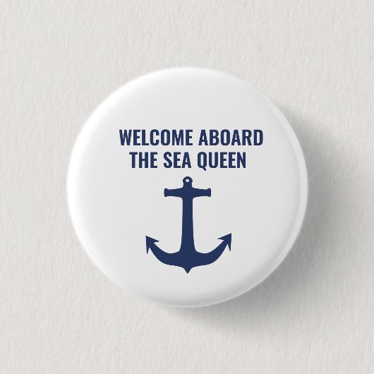 セーリングボートギフトウェルカムアボード航海のいかり 缶バッジ (正面)