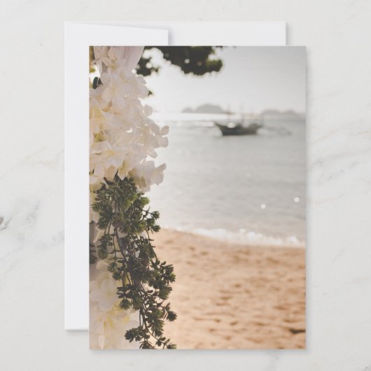 セーリングボートシックフラワーズビーチ結婚式 招待状 (裏面)