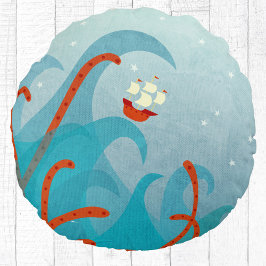 セーリングボートシーモンスターおもしろい ラウンドクッション