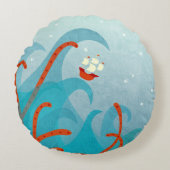 セーリングボートシーモンスターおもしろい ラウンドクッション (正面)