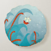セーリングボートシーモンスターおもしろい ラウンドクッション (裏面)