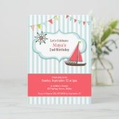 セーリングボートバースデーパーティーフラット招待状 招待状 (スタンド正面)