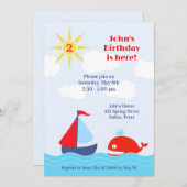 セーリングボートバースデーパーティーフラット招待状 招待状 (正面/裏面)