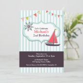 セーリングボートバースデーパーティーフラット招待状 招待状 (スタンド正面)