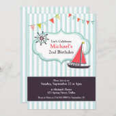 セーリングボートバースデーパーティーフラット招待状 招待状 (正面/裏面)