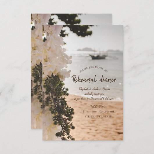 セーリングボートフラワーズビーチリハーサルディナー 招待状 (正面/裏面)
