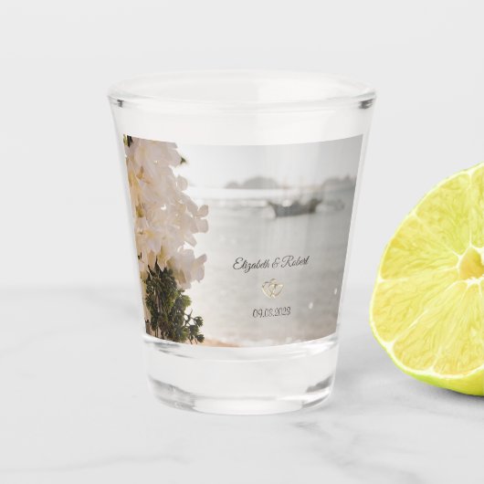 セーリングボートフラワーズビーチ結婚式 ショットグラス (正面)