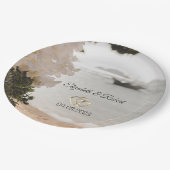 セーリングボートフラワーズビーチ結婚式 ペーパープレート (アングル)