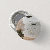 セーリングボートフラワーズビーチ結婚式 缶バッジ (正面&裏面)