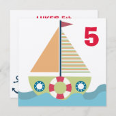 セーリングボートボーイズナンバースデーパーティー招待状 招待状 (正面/裏面)