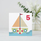 セーリングボートボーイズナンバースデーパーティー招待状 招待状 (スタンド正面)