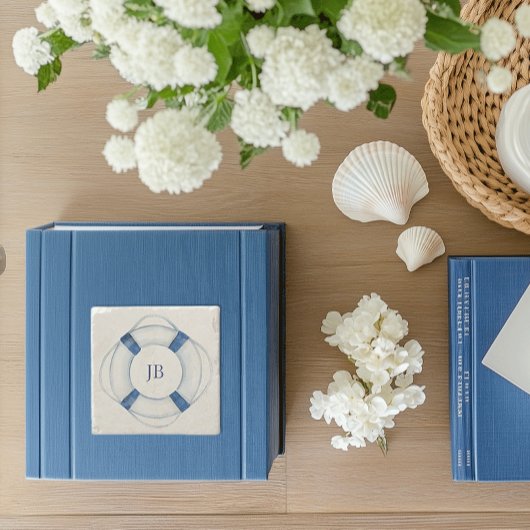 セーリングボートライフリングや輪 モノグラムの ストーンコースター