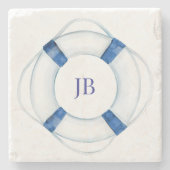 セーリングボートライフリングや輪 モノグラムの ストーンコースター (正面)