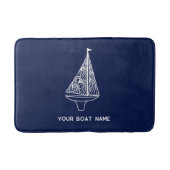セーリングボート名航海のネイビーブルー バスマット (正面)