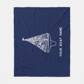 セーリングボート名航海のネイビーブルー フリースブランケット (正面)