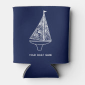 セーリングボート名航海のネイビーブルー 缶クーラー (正面)