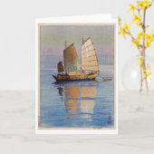 セーリングボート夕べグロー吉田博 カード (黄色い花)