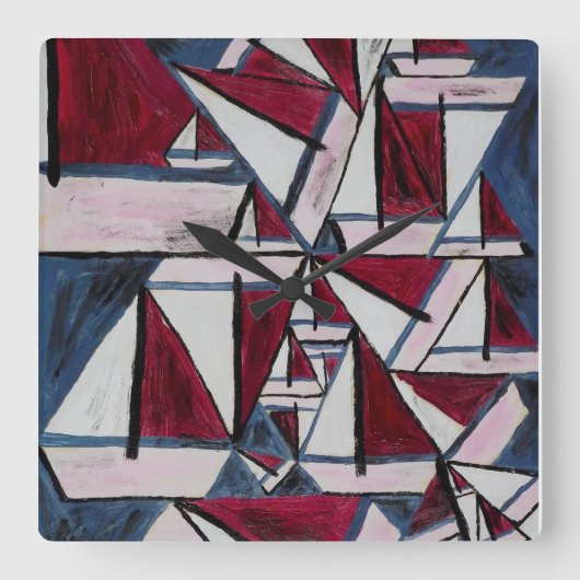 セーリングボート時計 スクエア壁時計 (正面)