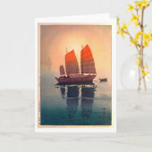 セーリングボート朝の吉田博 カード (黄色い花)