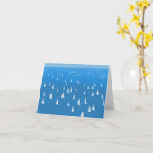 セーリングボート深いブルーシー – レガッタセーリングボート カード (黄色い花)