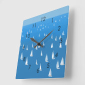 セーリングボート深いブルーシー – レガッタセーリングボート スクエア壁時計 (傾斜)