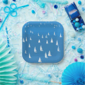 セーリングボート深いブルーシー – レガッタセーリングボート ペーパープレート (パーティー)