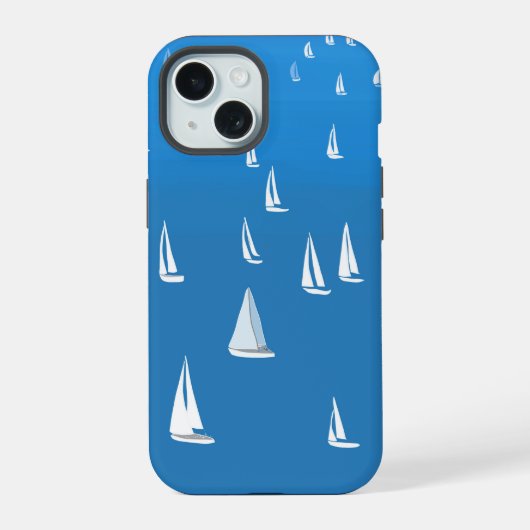 セーリングボート深いブルーシー – レガッタセーリングボート iPhone 15ケース (裏面)