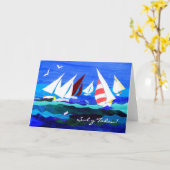 セーリングボート父の日カード – Welsh Greeting カード (黄色い花)