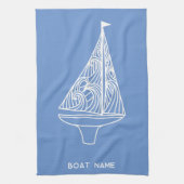 セーリングボート航海の名 キッチンタオル (縦)