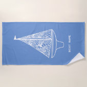セーリングボート航海の名 ビーチタオル (正面)