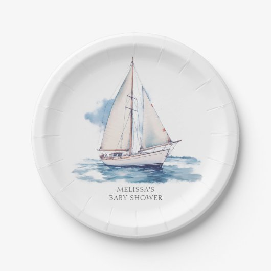 セーリングボート赤ちゃんシャワー ペーパープレート (正面)